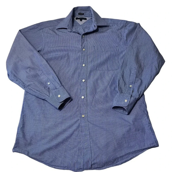 Tommy Hilfiger Blue/White Pinstripe Button Down, 15; 32-33 - Picture 1 of 10